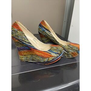 Colorful yarn  5.5" WEDGE HEEL 1.5" Platform Shoes WOMEN Size 11 baby girl brand